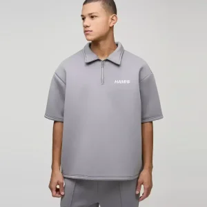 Oversized Boxy Pinstripe Revere Polo
