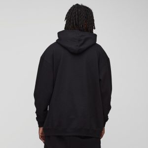 Boxy Fit Ombre Stripe Brushed Knit Cross Hoodie