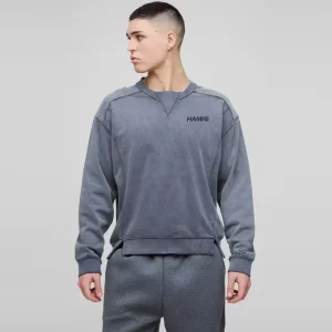 Oversized Man Colour Block Zip Funnel Neck Sweatshirt