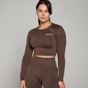 Seamless Long Sleeve Crop Top - Forest Green