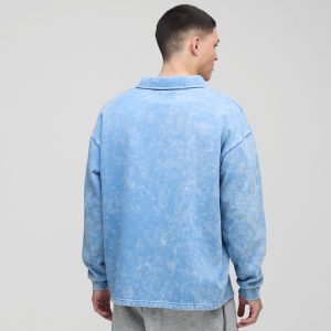 Oversized Textured Revere Polo