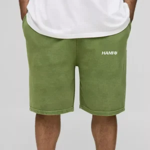 Oversized Washed Rhinestone Jersey Shorts