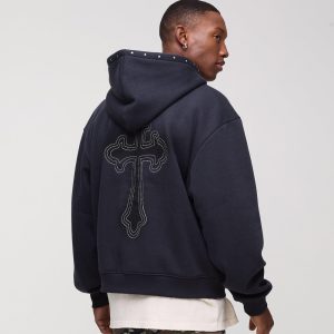 Oversized Worldwide Contrast Stitch Hoodie