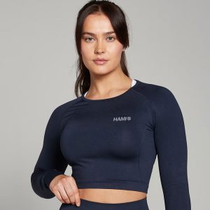 Seamless Long Sleeve Crop Top - White