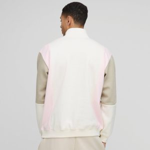 Regular Fit Man Official Colour Block Zip Funnel Neck Sweat