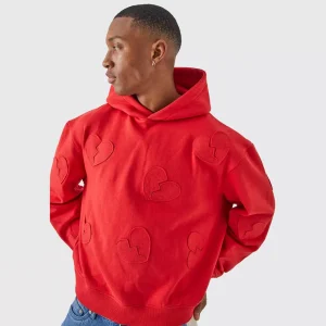 Oversized Boxy Cross Embroidered Zip Through Hoodie